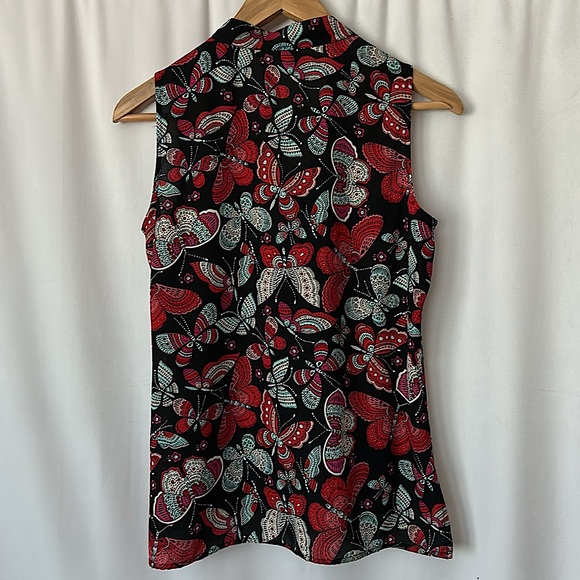 Tommy Hilfiger Colorful Butterflies Sleeveless Blouse Shirt Top **Size S** 🦋🦋 - Picture 2 of 6